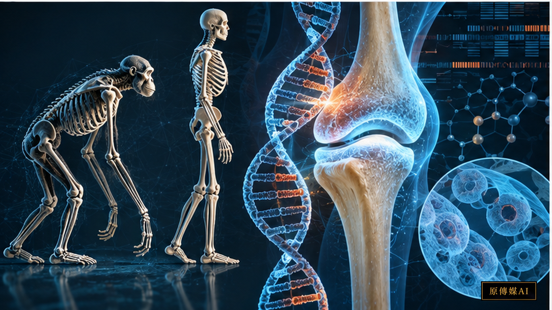 直立行走的演化代價?56 萬處 DNA 差異畫出人類骨骼調控地圖的紀實概念封面