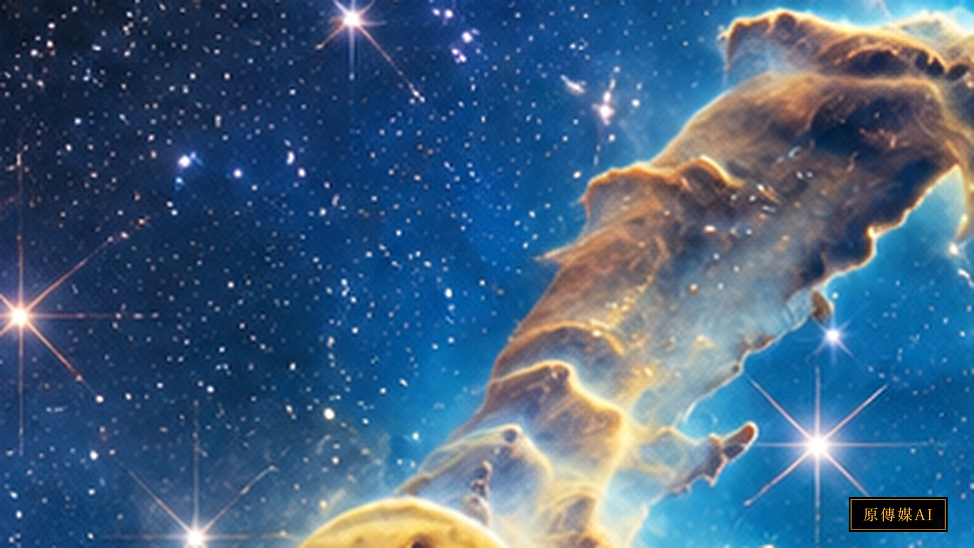 Conceptual multi-wavelength cosmic composite of nebula dust clouds, not raw data from a single space telescope.